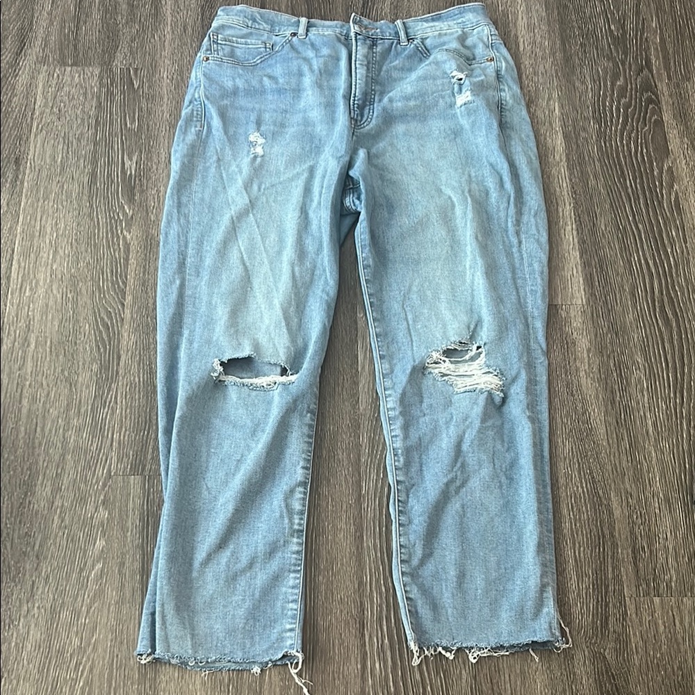 Women's Light Blue Distressed Jeans
